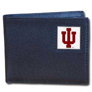 Indiana Hoosiers Leather Bi-fold Wallet Packaged in Gift Box - Flyclothing LLC