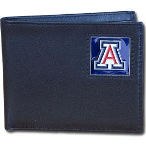 Arizona Wildcats Leather Bi-fold Wallet Packaged in Gift Box - Siskiyou Buckle