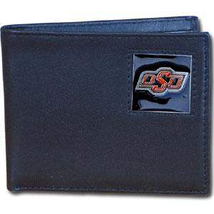 Oklahoma State Cowboys Leather Bi-fold Wallet Packaged in Gift Box - Siskiyou Buckle - Flyclothing LLC