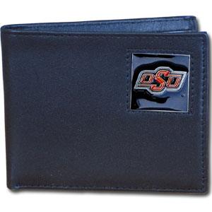 Oklahoma State Cowboys Leather Bi-fold Wallet Packaged in Gift Box - Flyclothing LLC