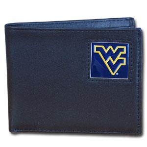 W. Virginia Mountaineers Leather Bi-fold Wallet Packaged in Gift Box - Siskiyou Buckle