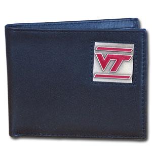 Virginia Tech Hokies Leather Bi-fold Wallet Packaged in Gift Box - Flyclothing LLC