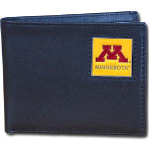 Minnesota Golden Gophers Leather Bi-fold Wallet Packaged in Gift Box - Flyclothing LLC