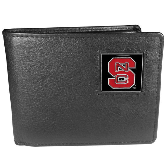N. Carolina St. Wolfpack Leather Bi-fold Wallet Packaged in Gift Box - Flyclothing LLC