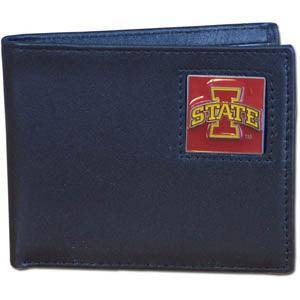 Iowa St. Cyclones Leather Bi-fold Wallet Packaged in Gift Box - Siskiyou Buckle