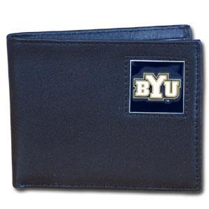 BYU Cougars Leather Bi-fold Wallet Packaged in Gift Box - Siskiyou Buckle
