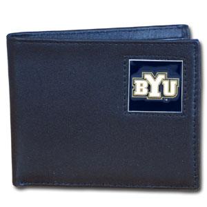 BYU Cougars Leather Bi-fold Wallet Packaged in Gift Box - Flyclothing LLC