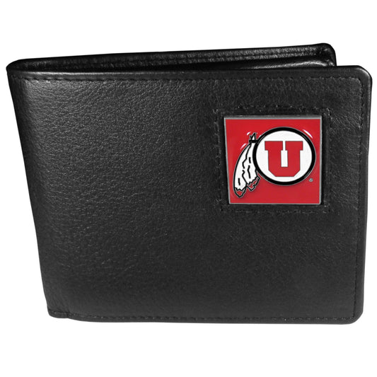 Utah Utes Leather Bi-fold Wallet Packaged in Gift Box - Flyclothing LLC