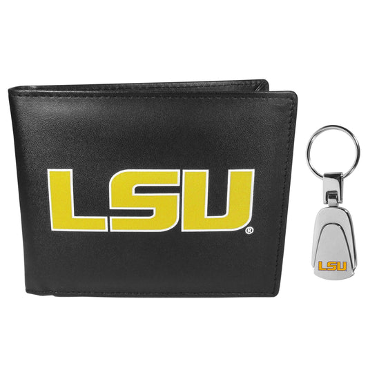 LSU Tigers Bi-fold Wallet & Steel Key Chain - Flyclothing LLC