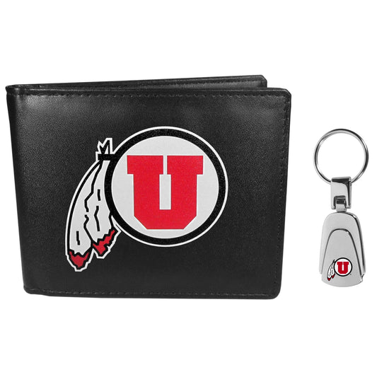 Utah Utes Bi-fold Wallet & Steel Key Chain - Flyclothing LLC