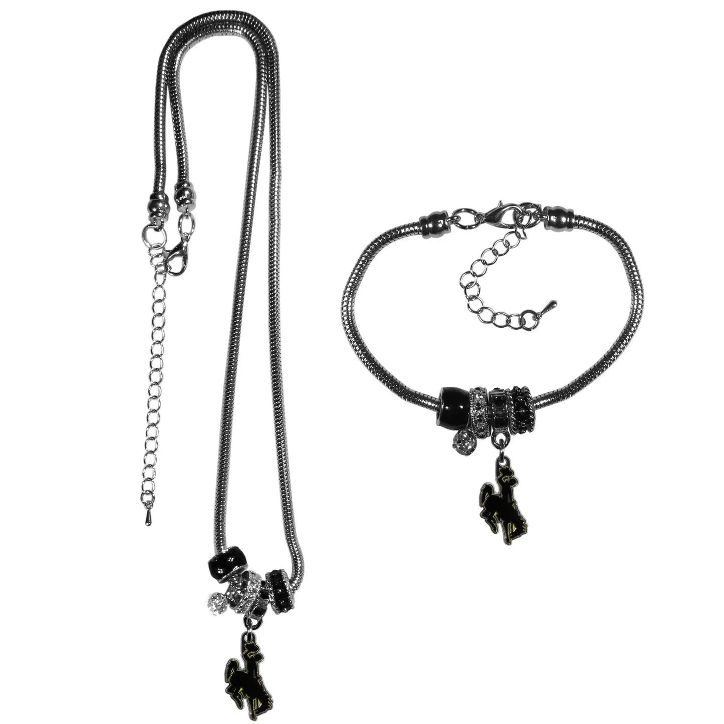 Wyoming Cowboy Euro Bead Necklace and Bracelet Set - Siskiyou Buckle - Flyclothing LLC