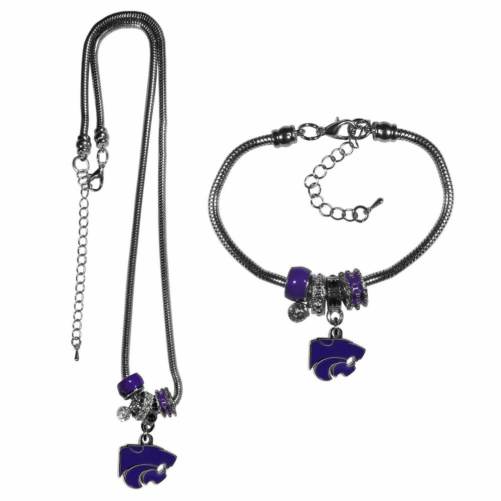 Kansas St. Wildcats Euro Bead Necklace and Bracelet Set - Siskiyou Buckle - Flyclothing LLC