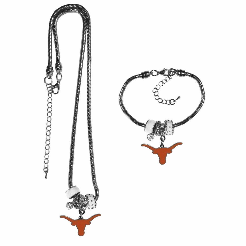 Texas Longhorns Euro Bead Necklace and Bracelet Set - Siskiyou Buckle - Flyclothing LLC