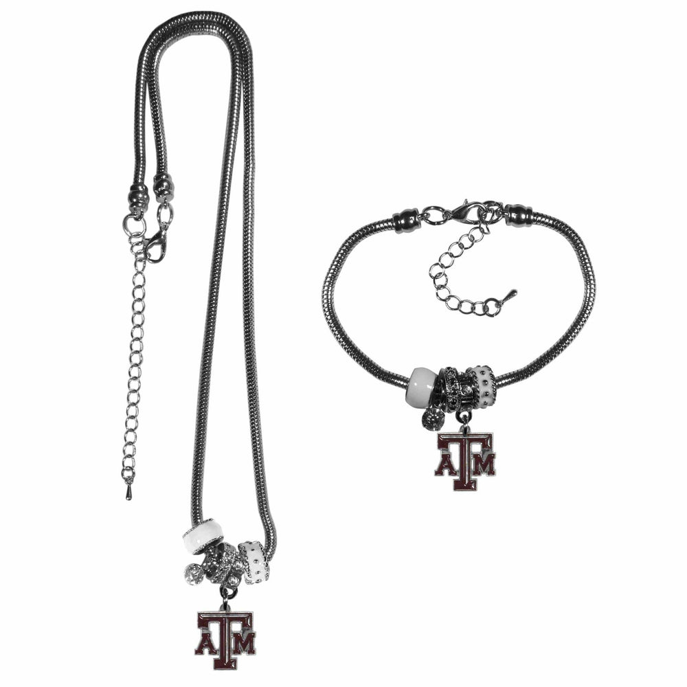 Texas A & M Aggies Euro Bead Necklace and Bracelet Set - Siskiyou Buckle