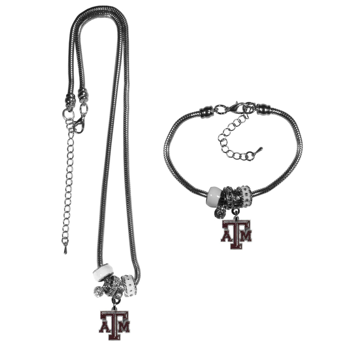 Texas A & M Aggies Euro Bead Necklace and Bracelet Set - Flyclothing LLC
