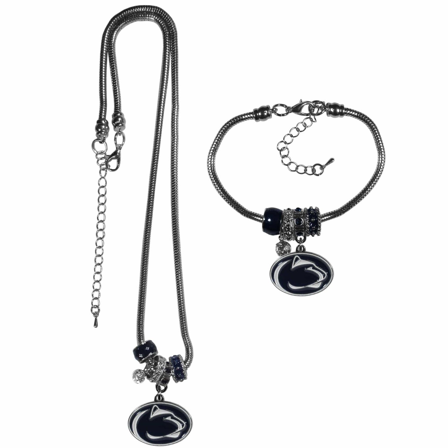 Penn St. Nittany Lions Euro Bead Necklace and Bracelet Set - Siskiyou Buckle - Flyclothing LLC