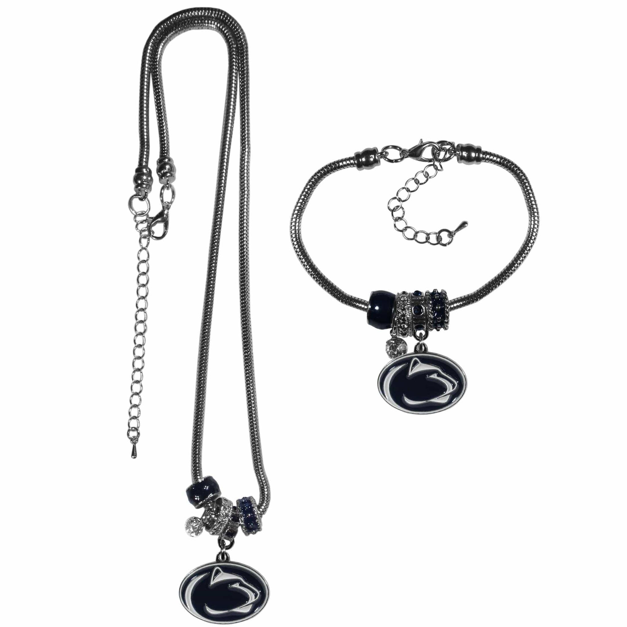 Penn St. Nittany Lions Euro Bead Necklace and Bracelet Set - Siskiyou Buckle - Flyclothing LLC