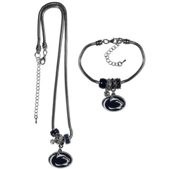 Penn St. Nittany Lions Euro Bead Necklace and Bracelet Set - Flyclothing LLC