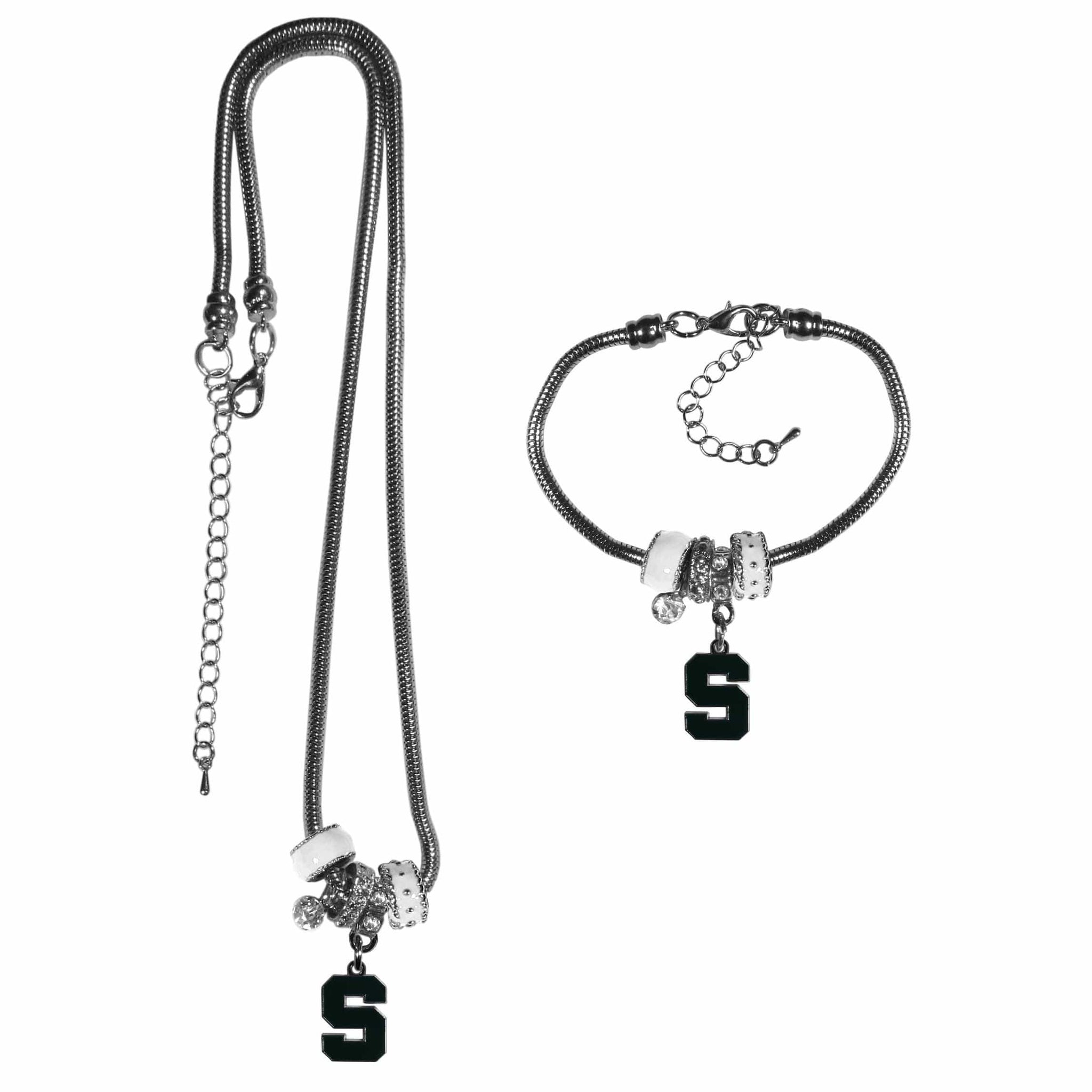 Michigan St. Spartans Euro Bead Necklace and Bracelet Set - Siskiyou Buckle - Flyclothing LLC