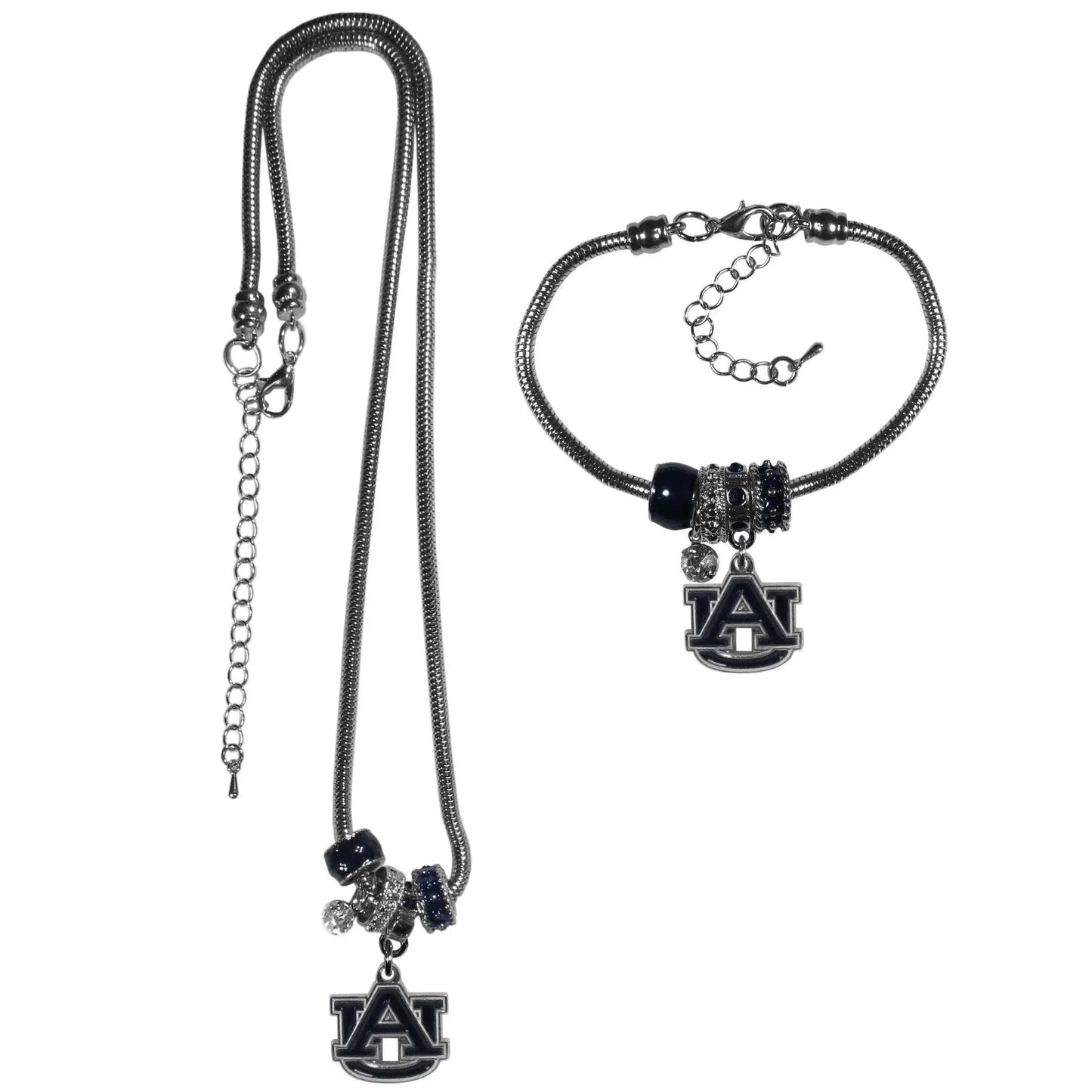 Auburn Tigers Euro Bead Necklace and Bracelet Set - Siskiyou Buckle - Flyclothing LLC