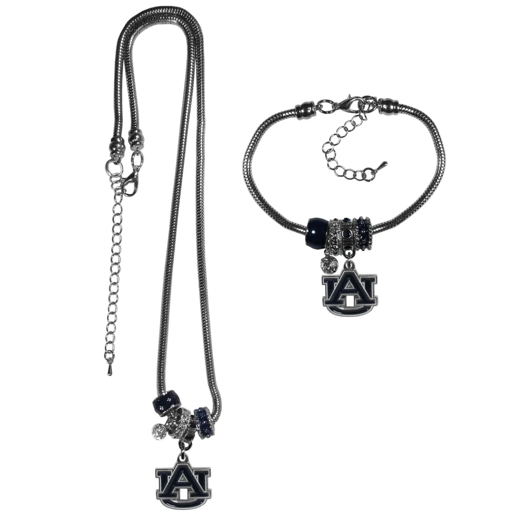 Auburn Tigers Euro Bead Necklace and Bracelet Set - Siskiyou Buckle - Flyclothing LLC