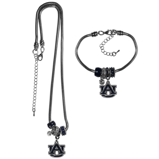 Auburn Tigers Euro Bead Necklace and Bracelet Set - Flyclothing LLC