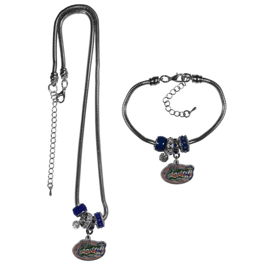 Florida Gators Euro Bead Necklace and Bracelet Set - Flyclothing LLC