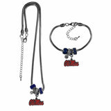 Mississippi Rebels Euro Bead Necklace and Bracelet Set - Siskiyou Buckle