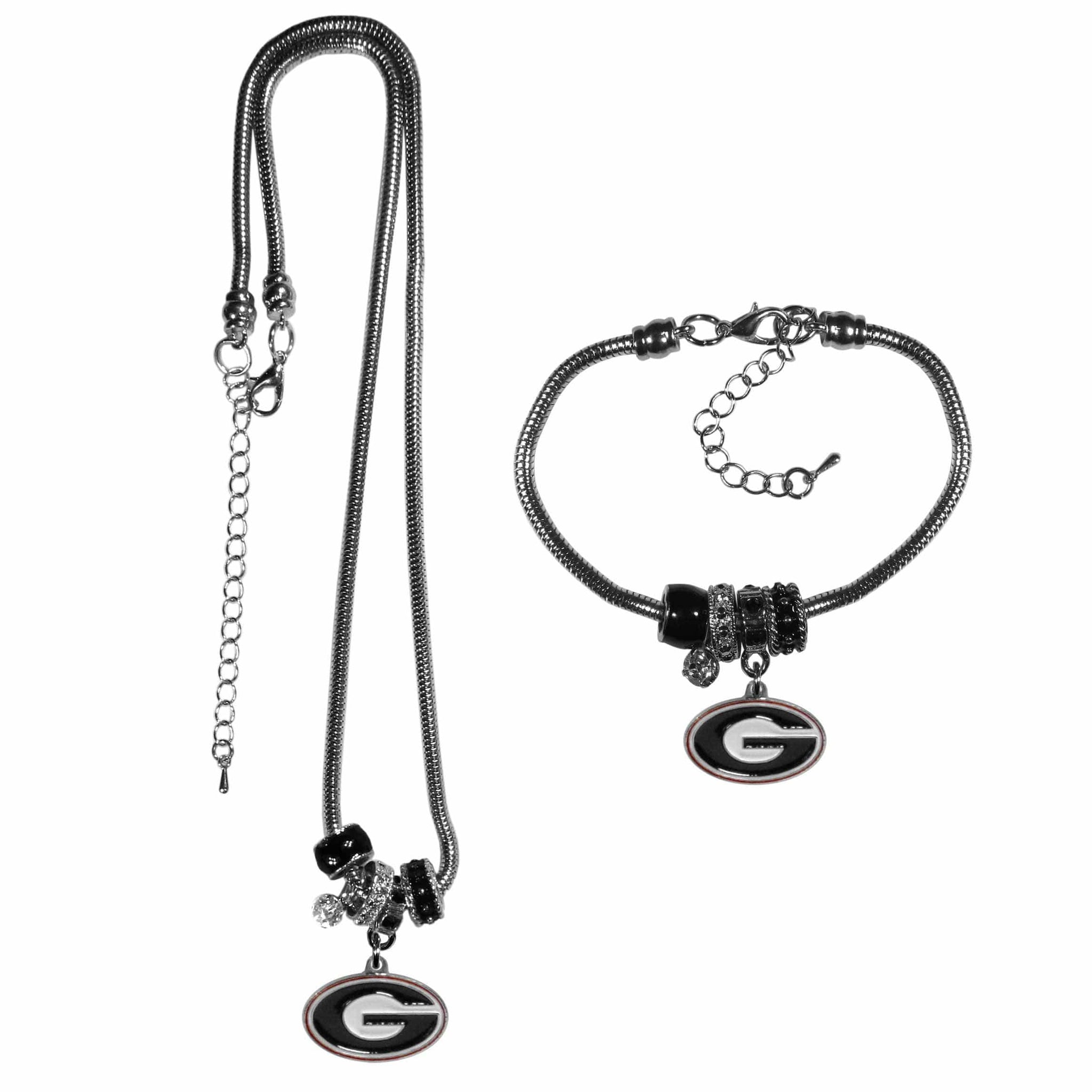 Georgia Bulldogs Euro Bead Necklace and Bracelet Set - Siskiyou Buckle - Flyclothing LLC