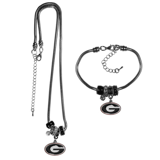 Georgia Bulldogs Euro Bead Necklace and Bracelet Set - Flyclothing LLC