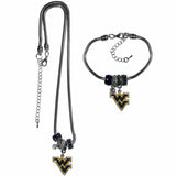 W. Virginia Mountaineers Euro Bead Necklace and Bracelet Set - Siskiyou Buckle - Flyclothing LLC