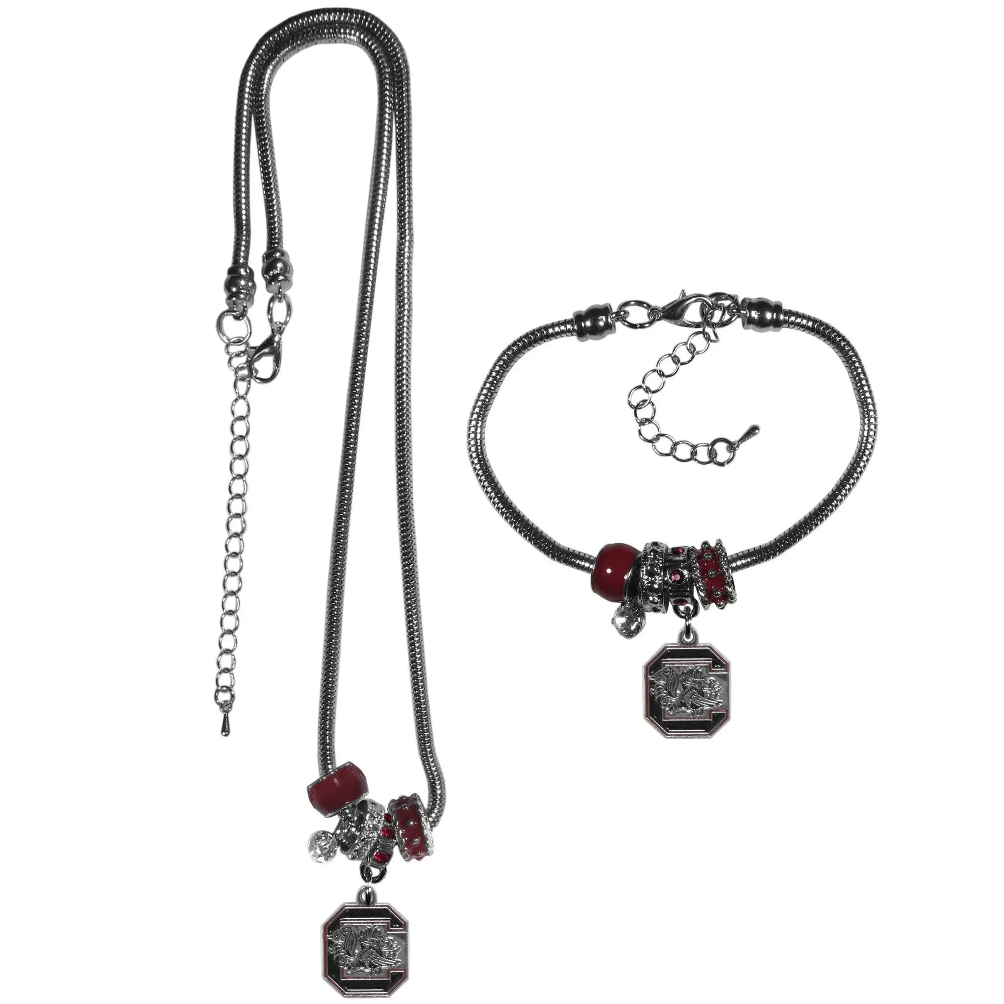 S. Carolina Gamecocks Euro Bead Necklace and Bracelet Set - Siskiyou Buckle - Flyclothing LLC
