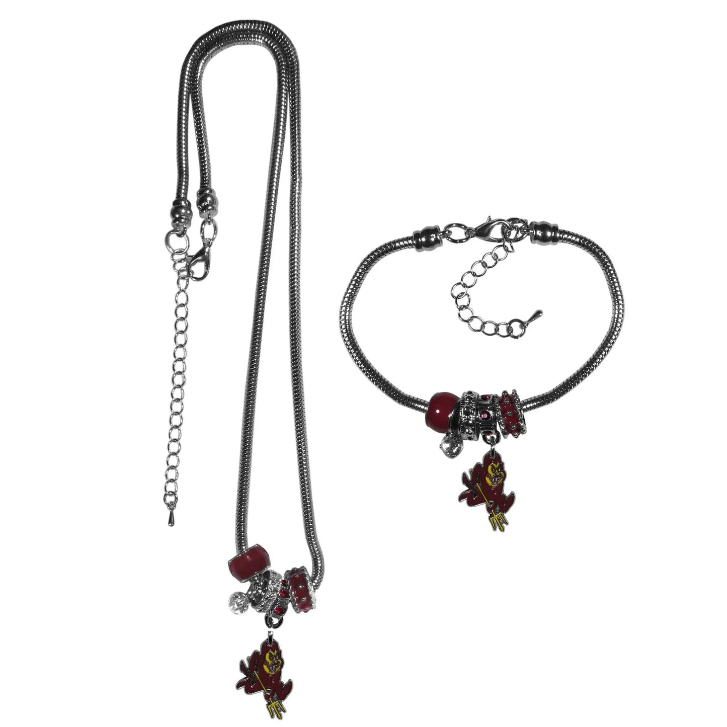 Arizona St. Sun Devils Euro Bead Necklace and Bracelet Set - Siskiyou Buckle - Flyclothing LLC
