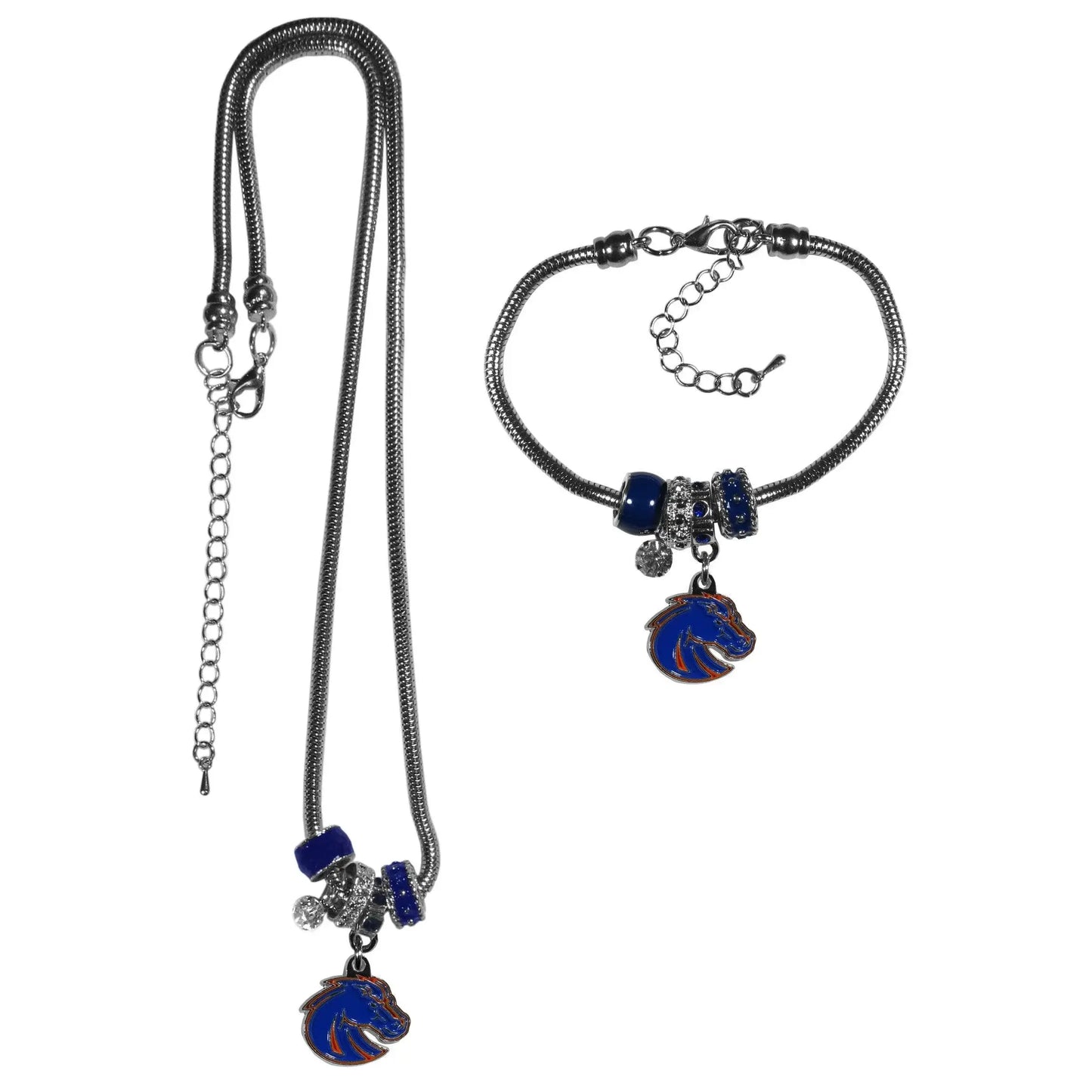 Boise St. Broncos Euro Bead Necklace and Bracelet Set - Siskiyou Buckle - Flyclothing LLC