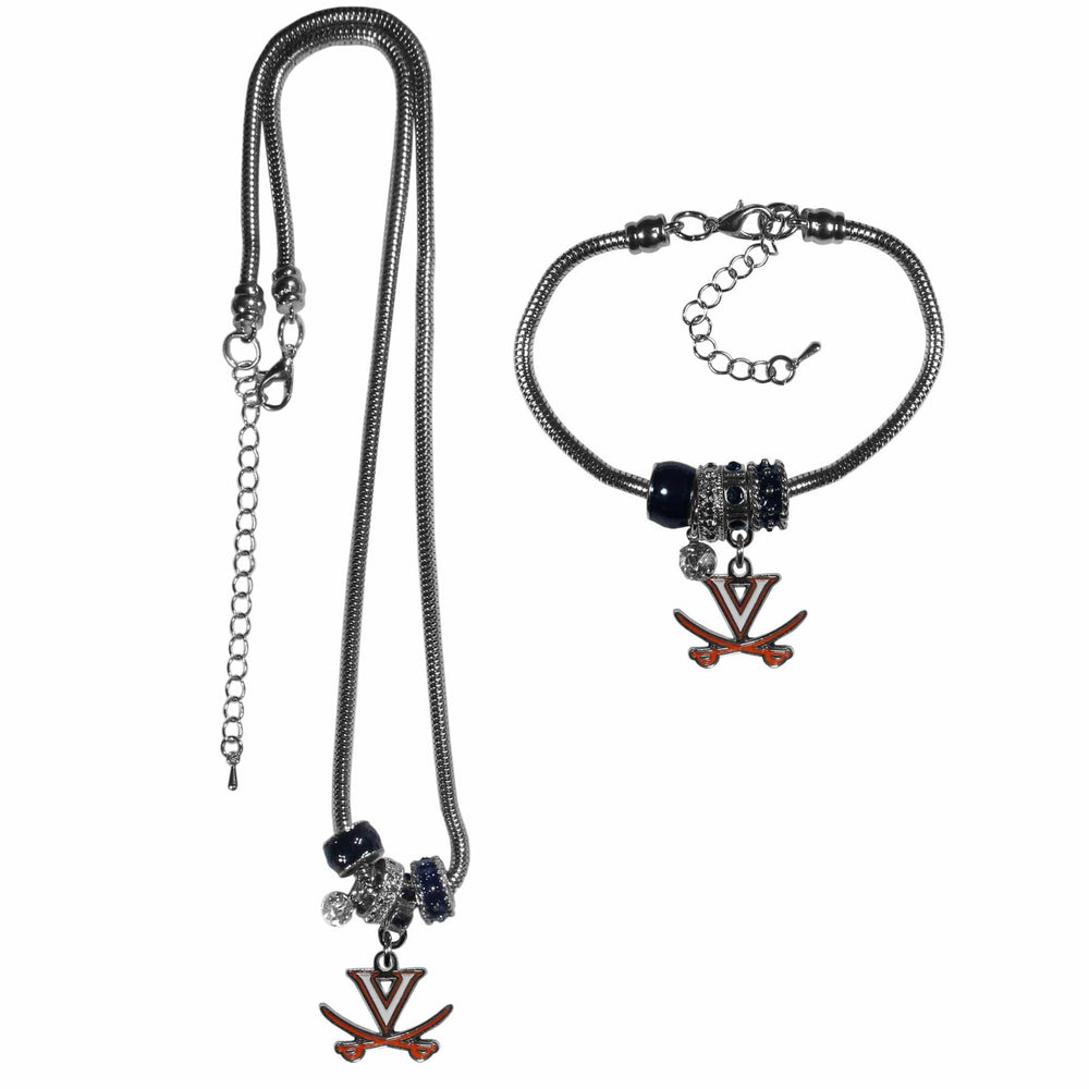 Virginia Cavaliers Euro Bead Necklace and Bracelet Set - Siskiyou Buckle