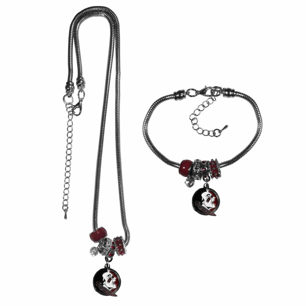 Florida St. Seminoles Euro Bead Necklace and Bracelet Set - Siskiyou Buckle