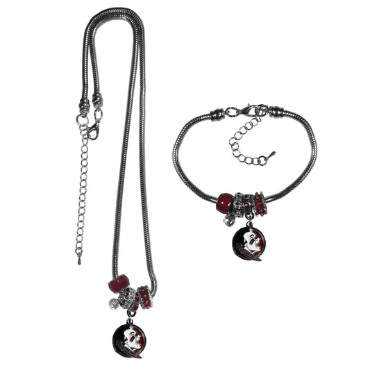 Florida St. Seminoles Euro Bead Necklace and Bracelet Set - Flyclothing LLC