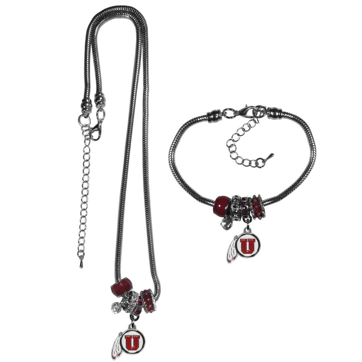 Utah Utes Euro Bead Necklace and Bracelet Set - Flyclothing LLC