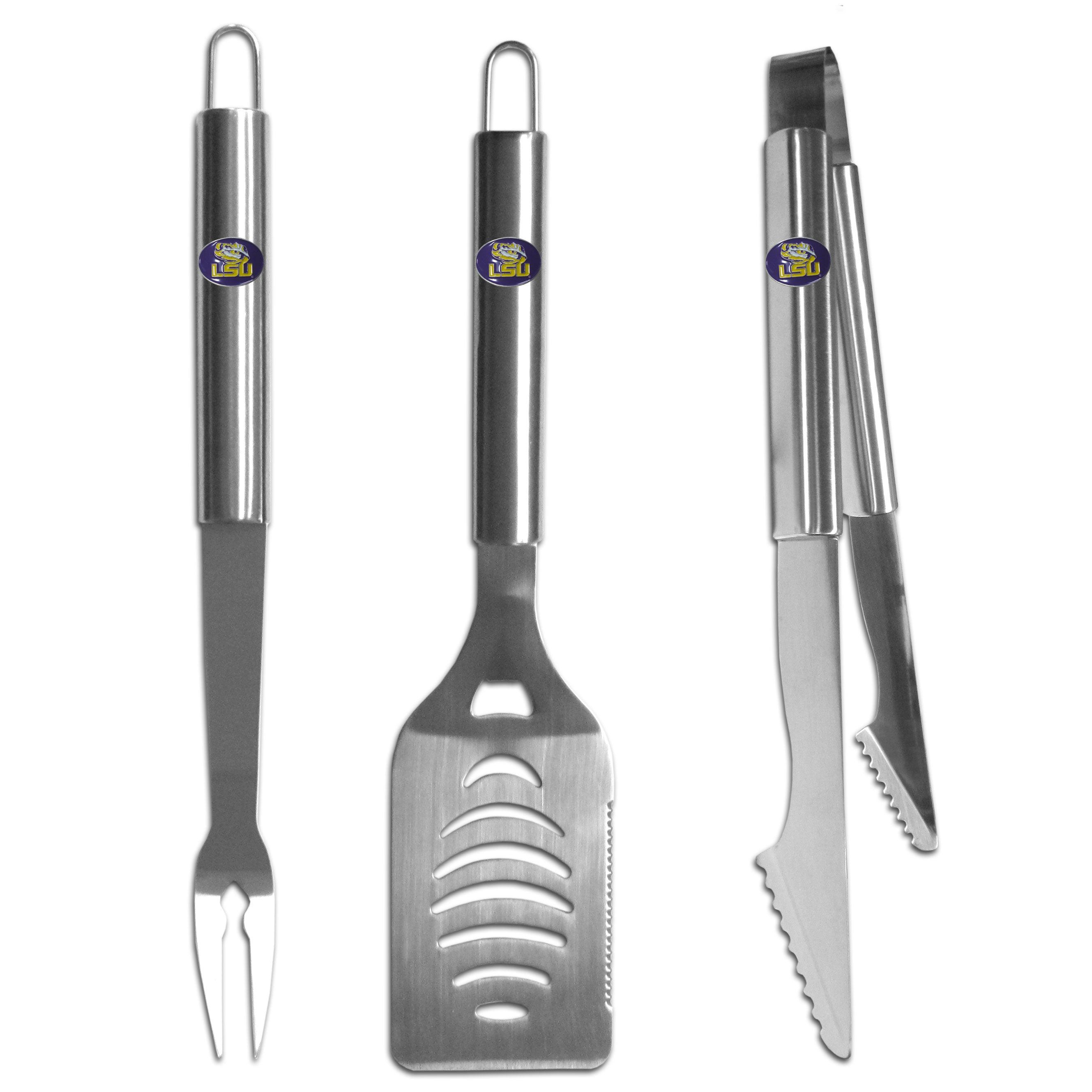 LSU Tigers 3 pc Stainless Steel BBQ Set - Flyclothing LLC