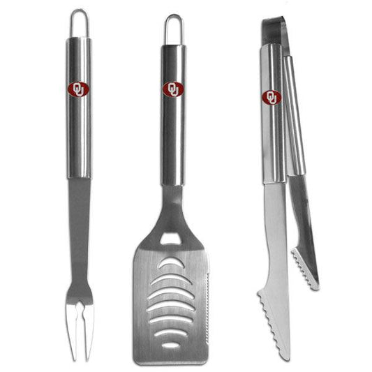Oklahoma Sooners 3 pc Stainless Steel BBQ Set - Flyclothing LLC