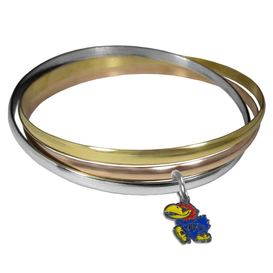 Kansas Jayhawks Tri-color Bangle Bracelet - Flyclothing LLC