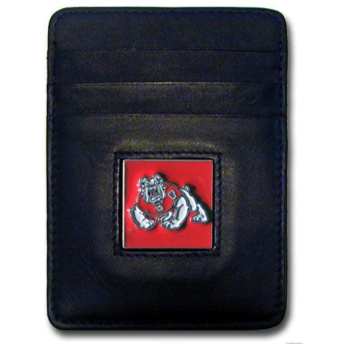 Fresno St. Bulldogs Leather Money Clip/Cardholder Packaged in Gift Box - Flyclothing LLC