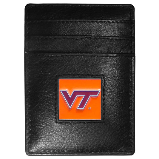 Virginia Tech Hokies Leather Money Clip/Cardholder Packaged in Gift Box - Flyclothing LLC