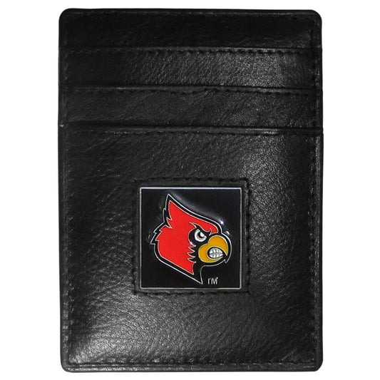 Louisville Cardinals Leather Money Clip/Cardholder Packaged in Gift Box - Flyclothing LLC