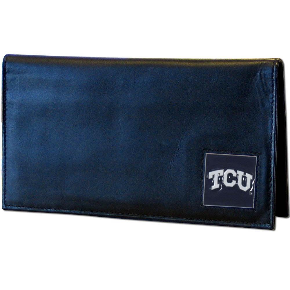 TCU Horned Frogs Deluxe Leather Checkbook Cover - Siskiyou Buckle