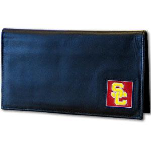 USC Trojans Deluxe Leather Checkbook Cover - Flyclothing LLC