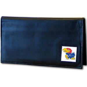 Kansas Jayhawks Deluxe Leather Checkbook Cover - Siskiyou Buckle