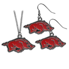 Arkansas Razorbacks Dangle Earrings and Chain Necklace Set - Flyclothing LLC