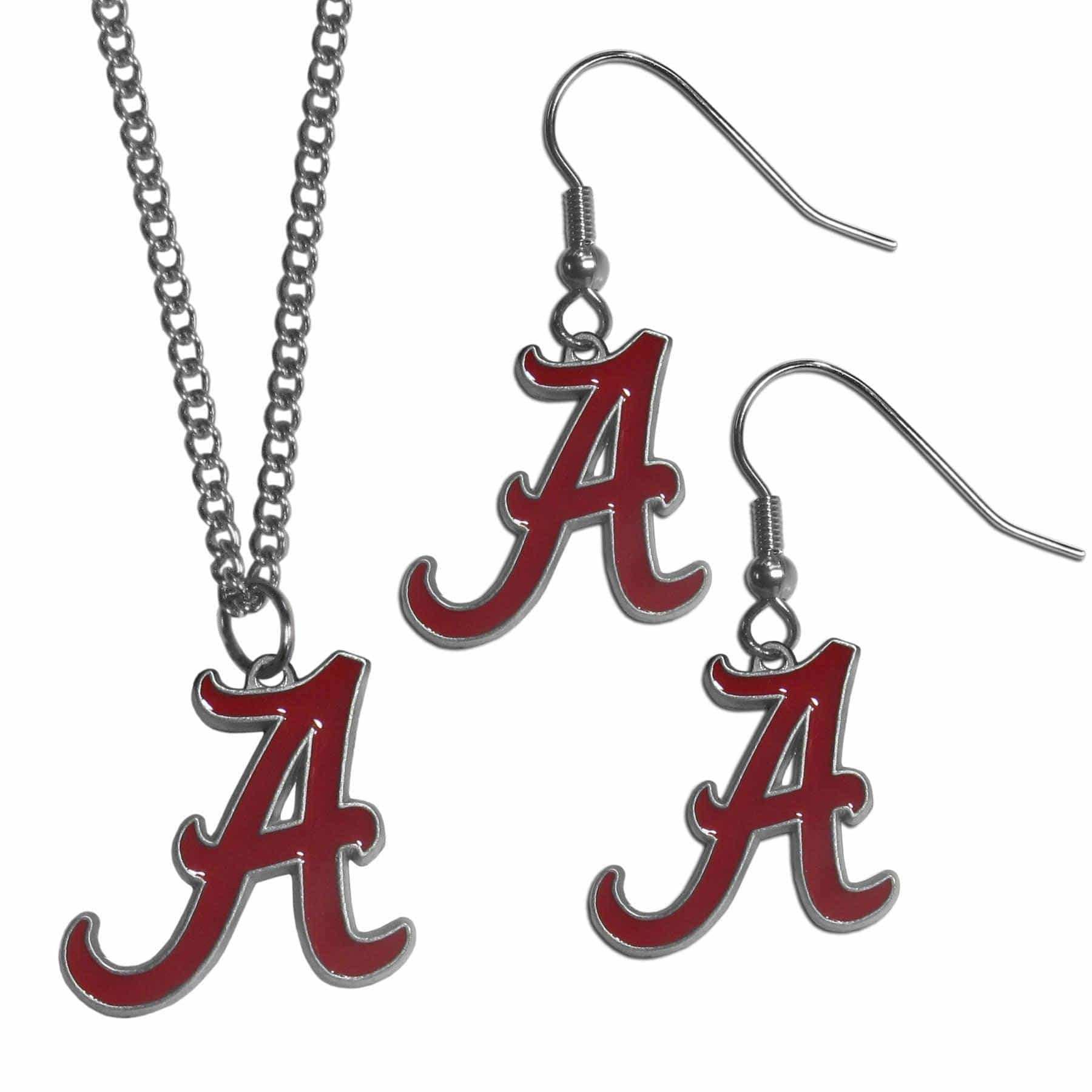 Alabama Crimson Tide Dangle Earrings and Chain Necklace Set - Siskiyou Buckle - Flyclothing LLC