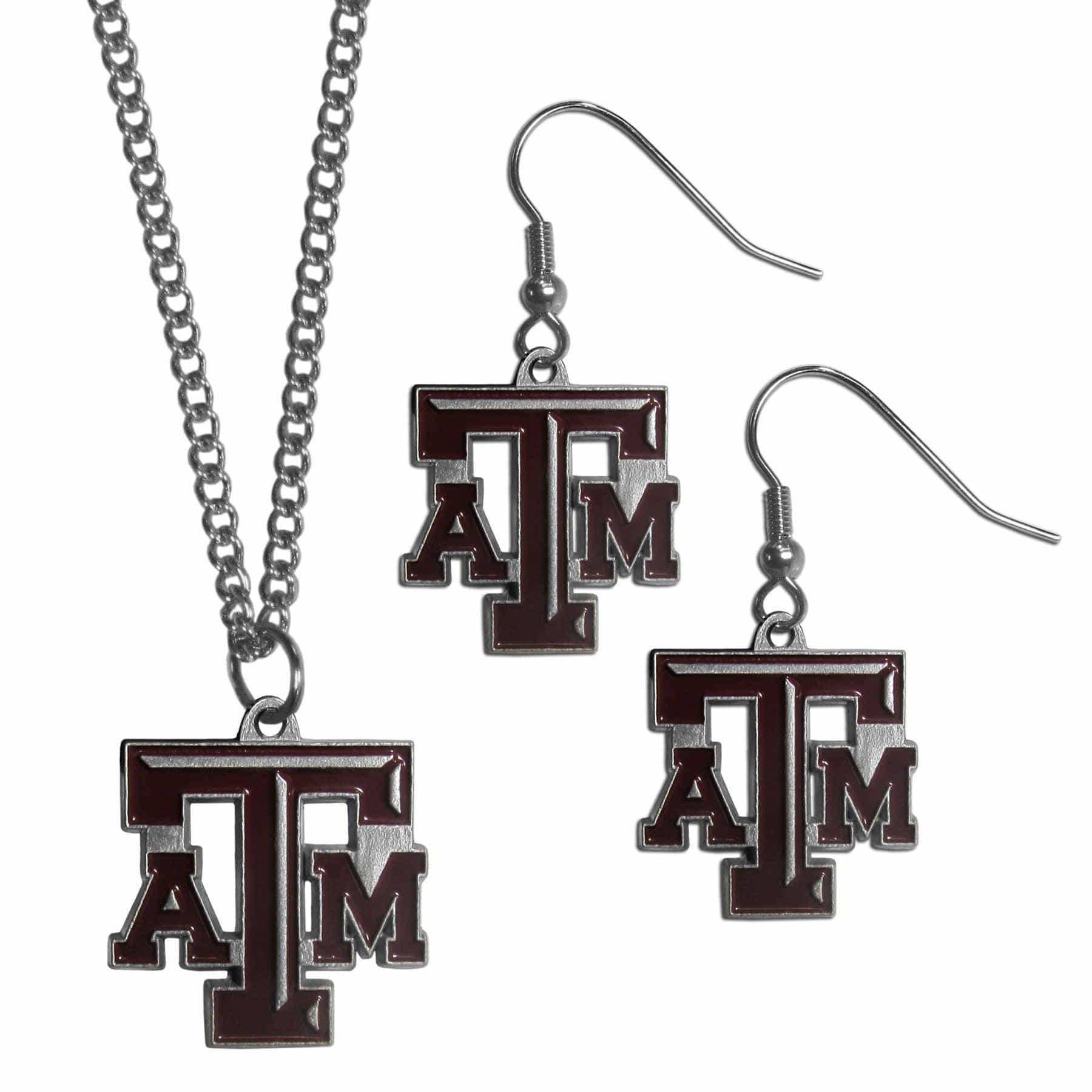 Texas A & M Aggies Dangle Earrings and Chain Necklace Set - Siskiyou Buckle - Flyclothing LLC